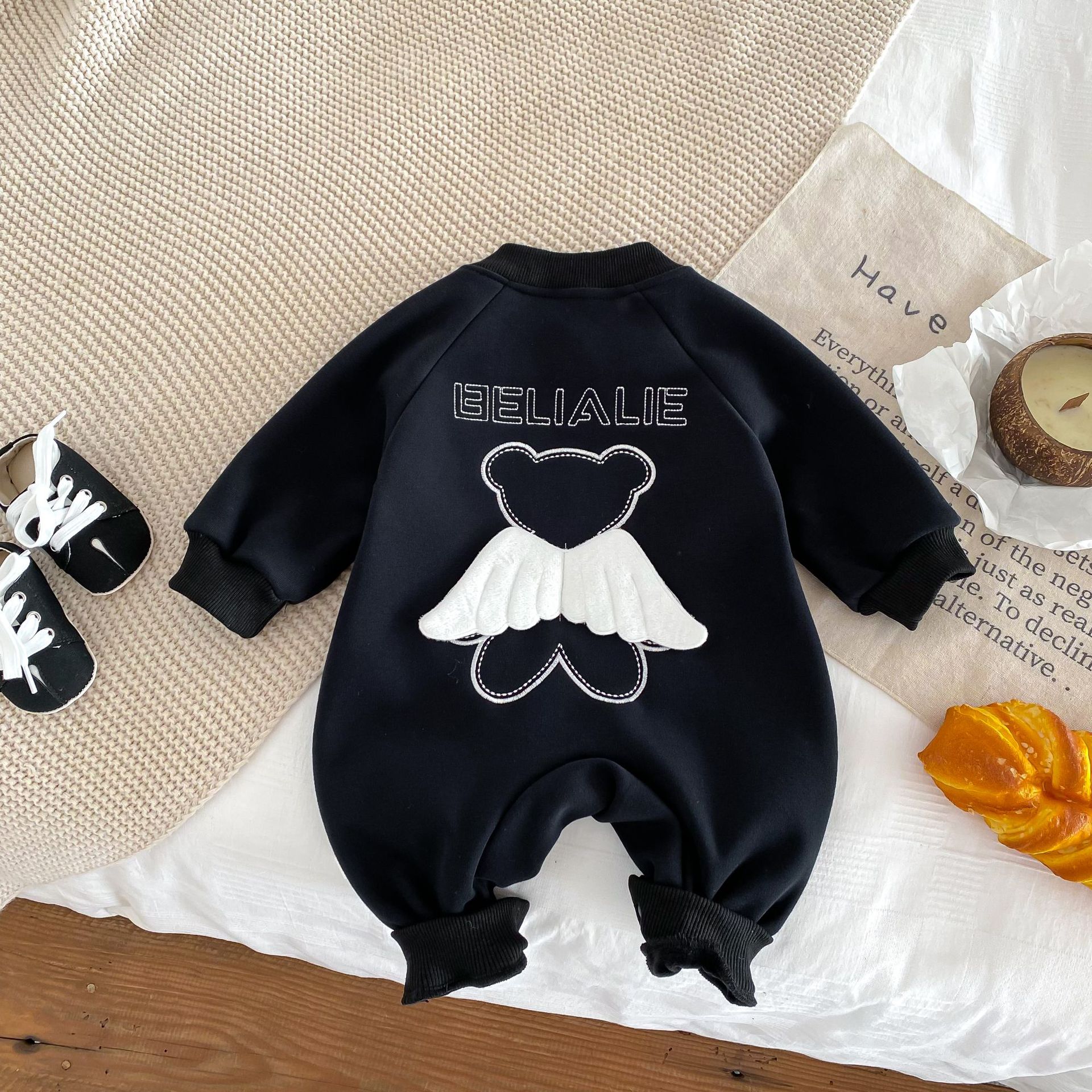 Baby Fleece 3D Angle Print Romper-kissminis
