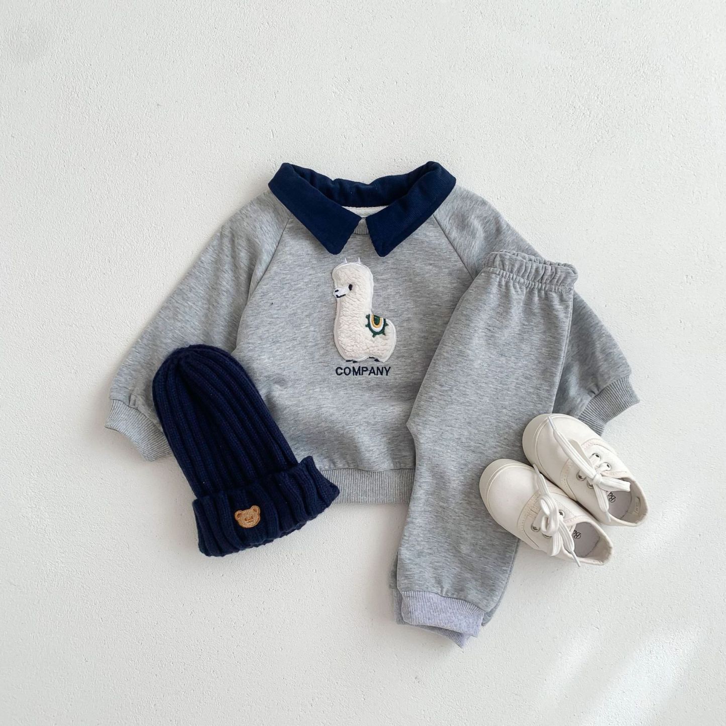 2pcs Baby Boy/Girl Cute Alpaca Graphic Long Sleeve Sweatshirt with Pants Set-kissminis