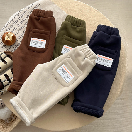 Baby Toddler Boy/Girl Winter Thicken Solid Color Long Pants -kissminis