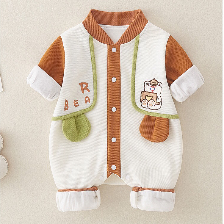 Baby Boy Embroidered Reading Bear Print Romper-kissminis