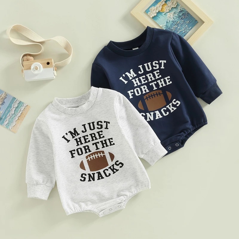 Baby Boy/Girl Baseball Theme Letters Print Long Sleeve Bodysuit-kissminis
