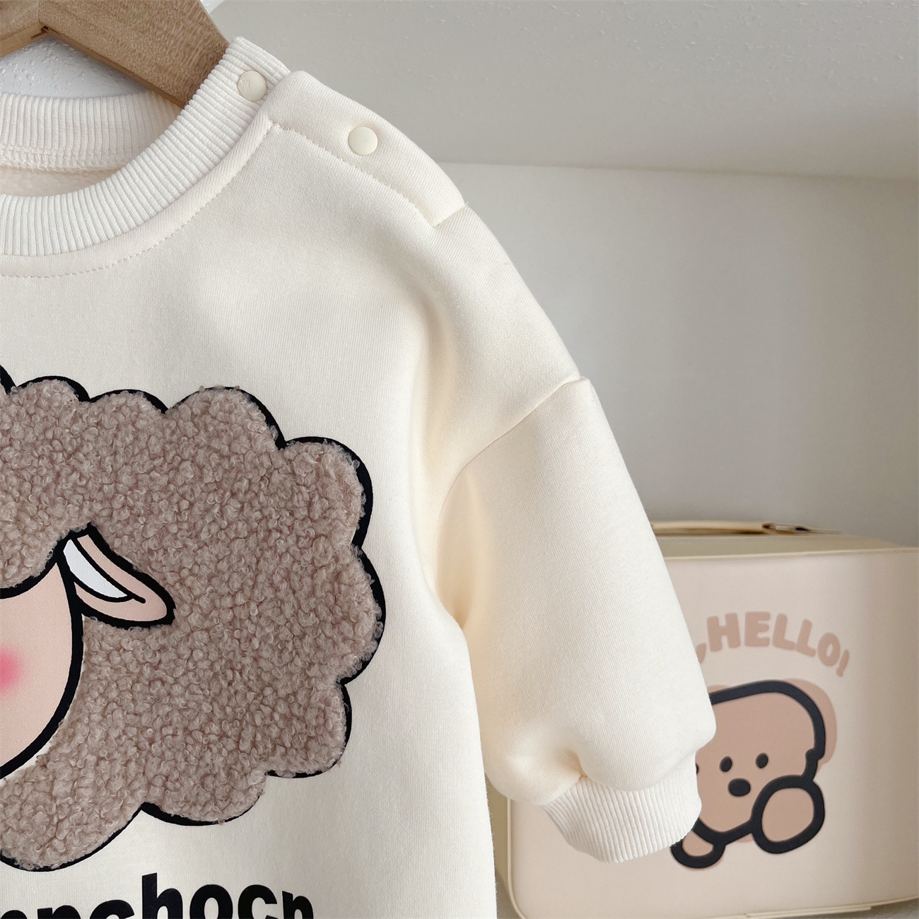 Baby Boy/Girl Cute Sheep Pattern Fleece Long Sleeve Romper-kissminis