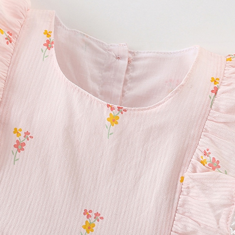 Baby/Toddler Girl Colorful Flower Print Short Sleeve Dress-kissminis
