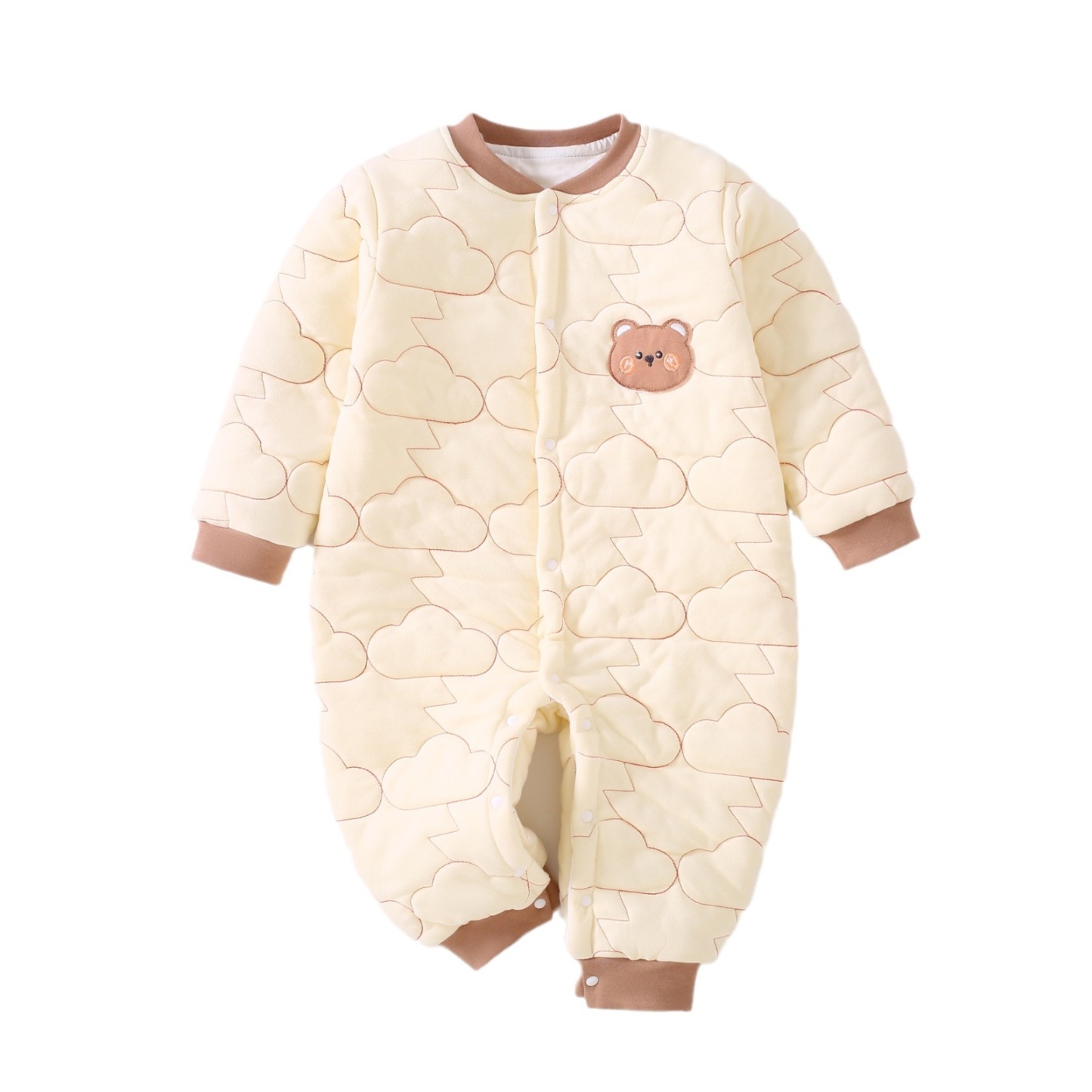Newborn Baby Boy/Girl Bear Graphic Long Sleeve Romper-kissminis