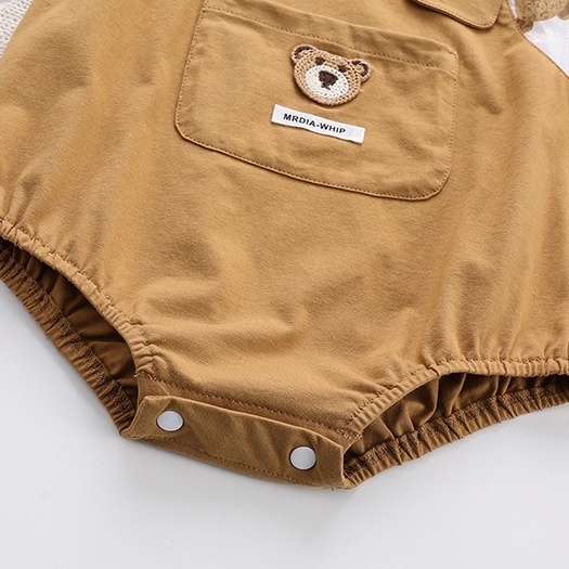 Baby Boy/Girl Bear Embroidery Prints Bodysuit-kissminis