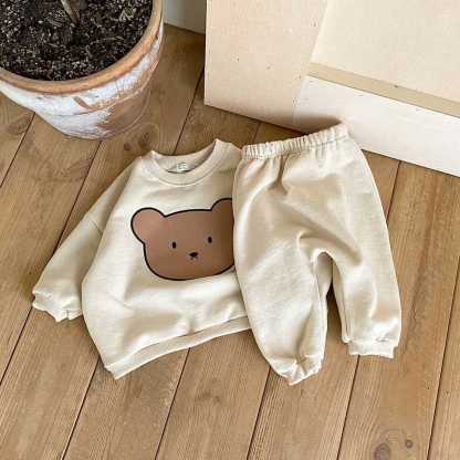 Toddler Boy/Girl Adorkable Bear Print Pullover Sweatshirt and Casual Pants Set
