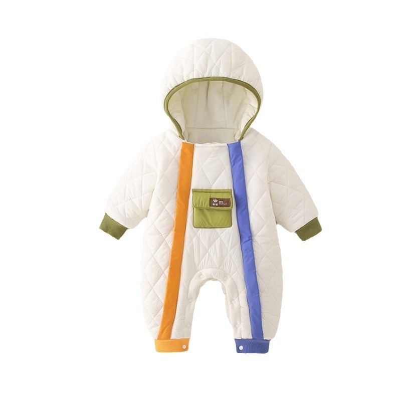 Baby Boy Winter Thicken Double Side Zipper Long Sleeve Hooded Romper-kissminis