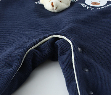 Baby Boy/Girl False Two Piece 3D Bear Print Hidden Greenor Long Sleeve Romper-kissminis
