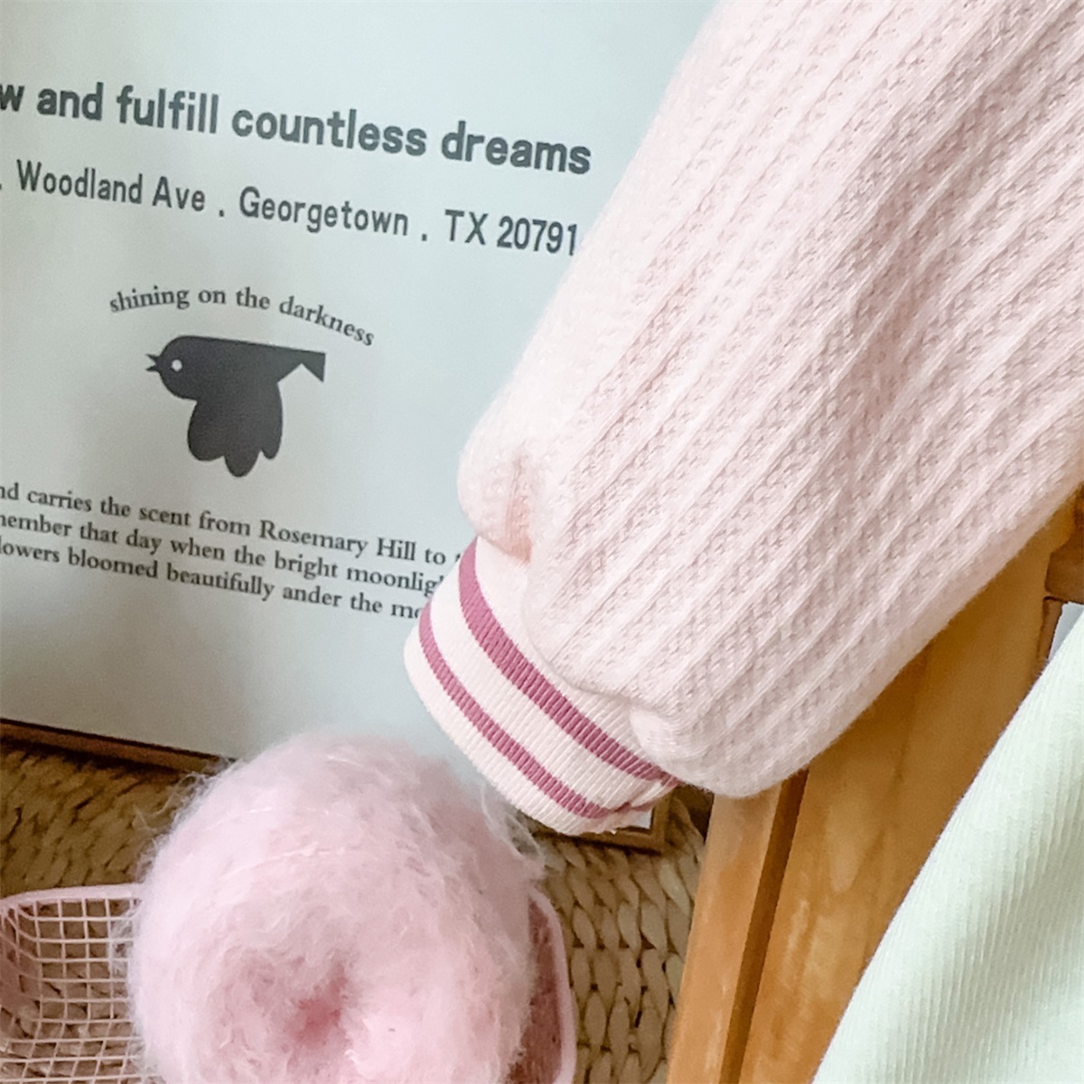 Bunny Face Design and “HAPPY”Text Pink and Cream Romper