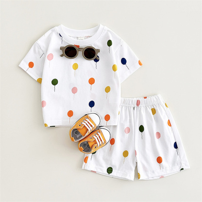 2pcs BabyBoy Colourful Balloons T-shirt with Pant Set