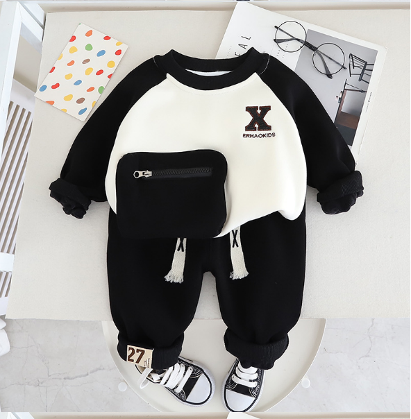 Toddler Boy/Girl X-shaped Pocket Two Piece Set-kissminis