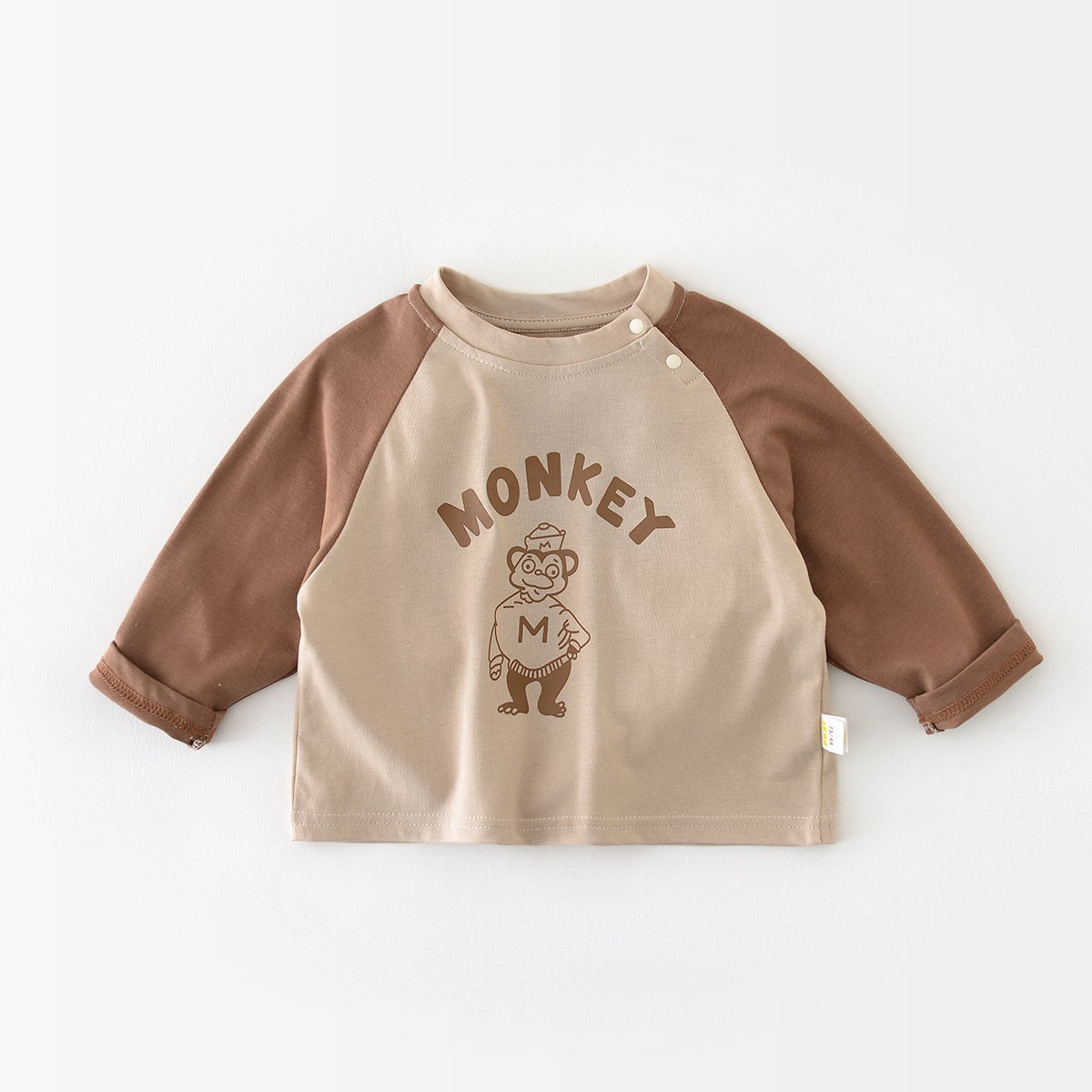 Monkey Design Trendy PatchworkSleeves T-Shirt-kissminis