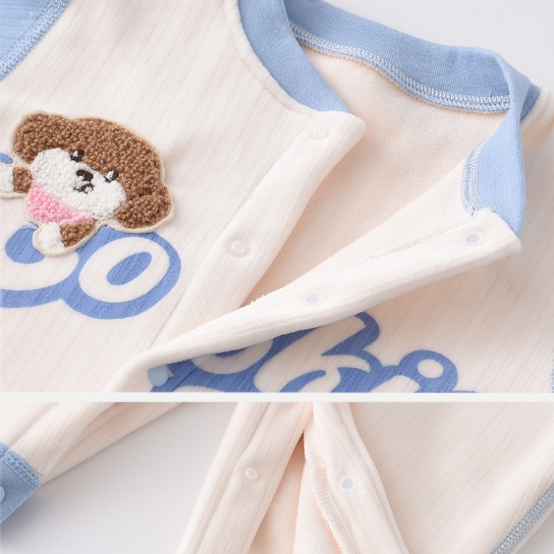 Baby Unisex Fleece Cartoon Long Sleeve Romper