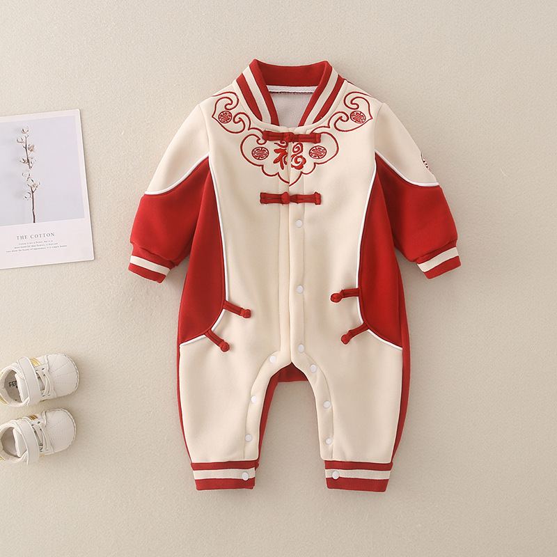 Baby Boy/Girl Famous Ethnic Style Thin Velvet Romper-kissminis