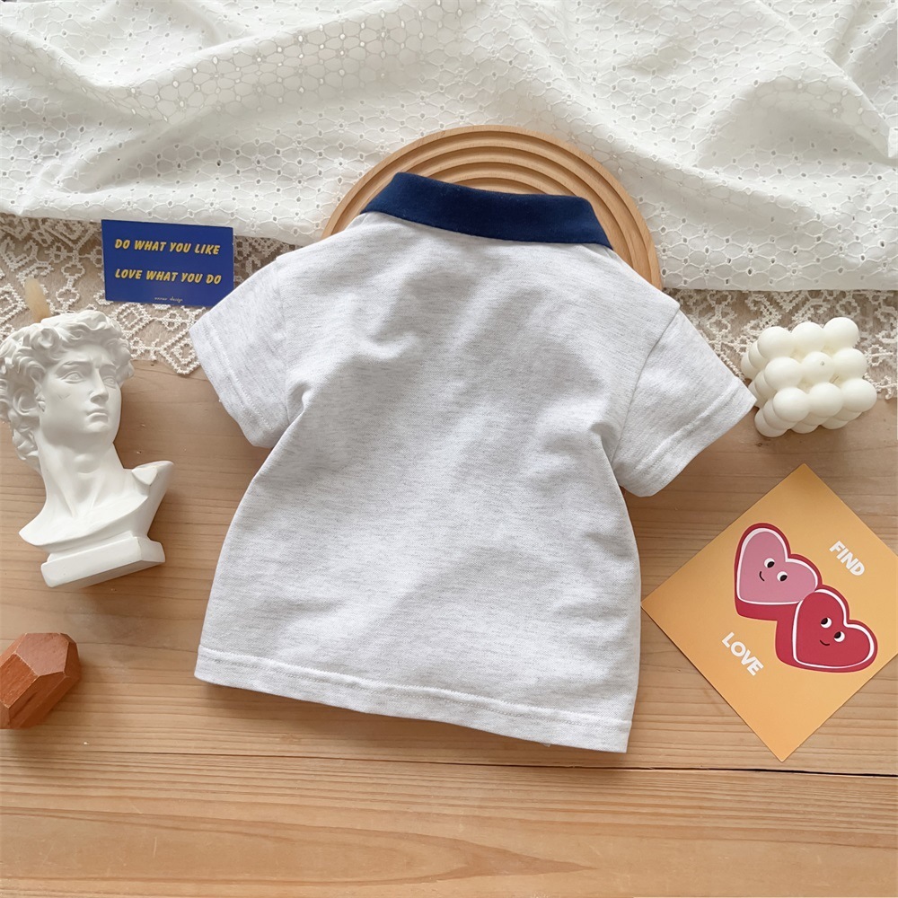 2pcs Baby Boy Bear Print Polo Style T-shirt with Pant Set-kissminis