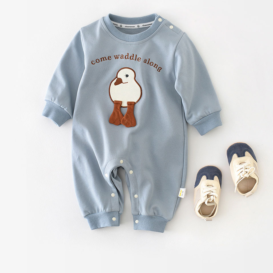 Cartoon Patch Crawling Baby Solid Color Romper-kissminis