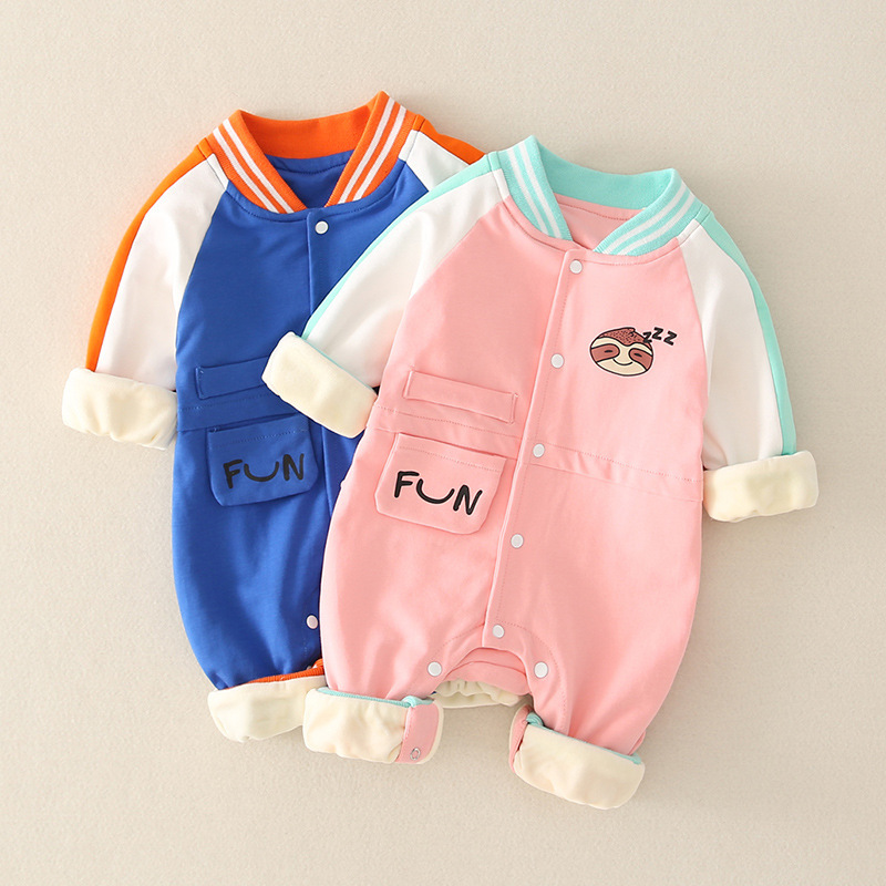 Baby Cute Koala and Letter Print Long Sleeve Baseball Romper-kissminis