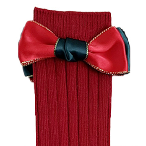 Baby Toddler Girl Christmas Style Solid Color Satin Bow Stocking-kissminis