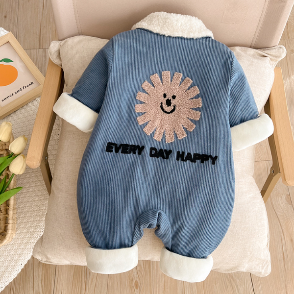 Baby Boy Workwear Style Cute Solar and Letters Pattern Winter Thicken Long Sleeve Romper-kissminis