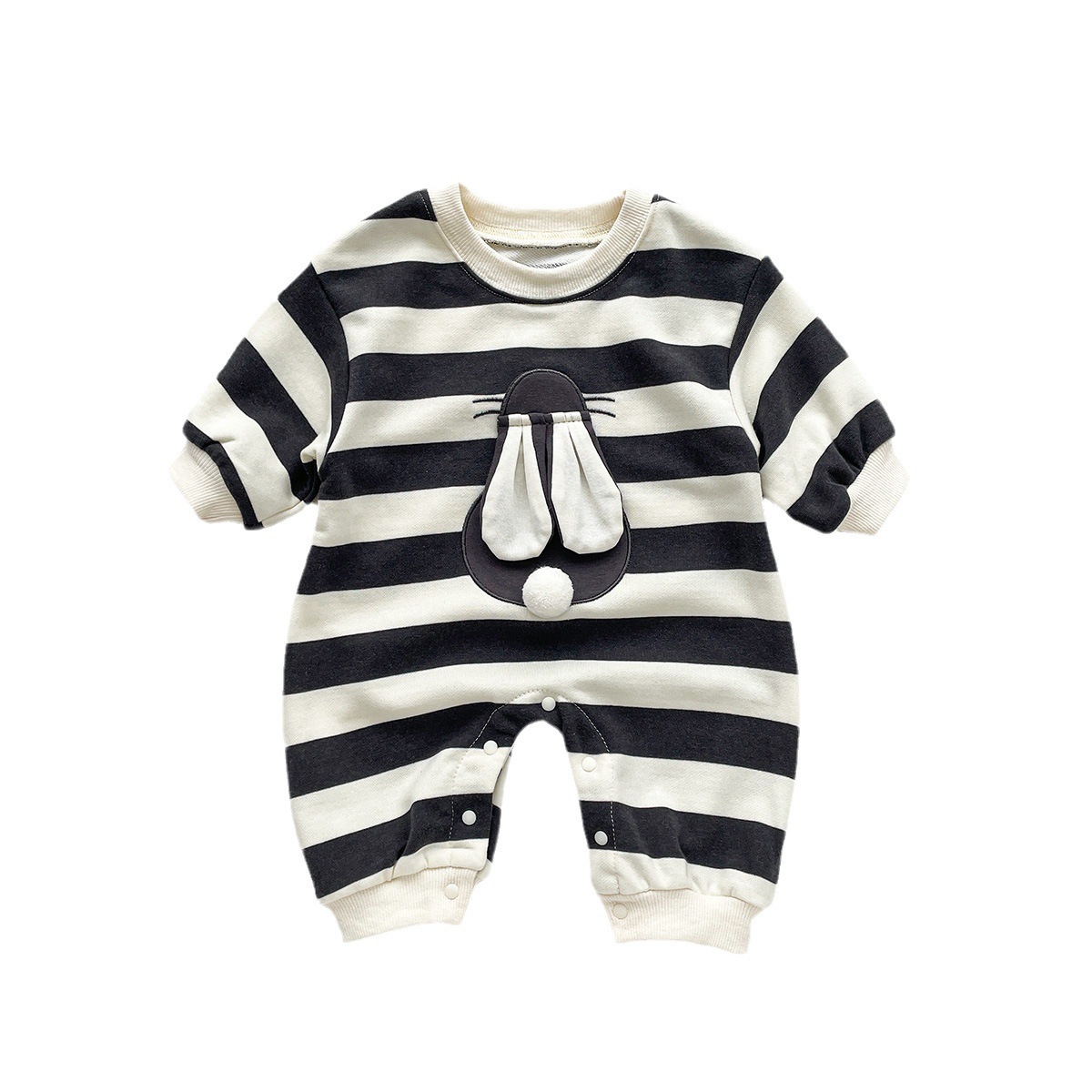 Baby Boy/Girl 95% Cotton Cute Bear Rabbit Graphic Stripe Long Sleeve Romper-kissminis