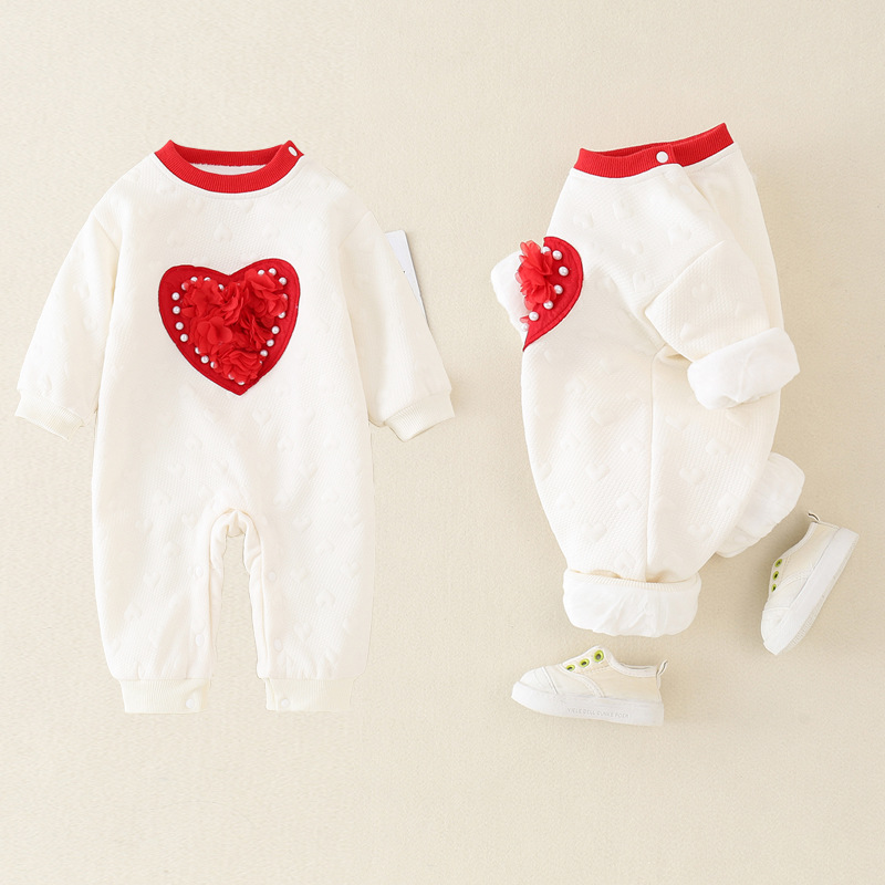 Baby Boy/Girl 3D Heart Logo Long Sleeve Romper-kissminis