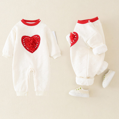 Baby Boy/Girl 3D Heart Logo Long Sleeve Romper-kissminis