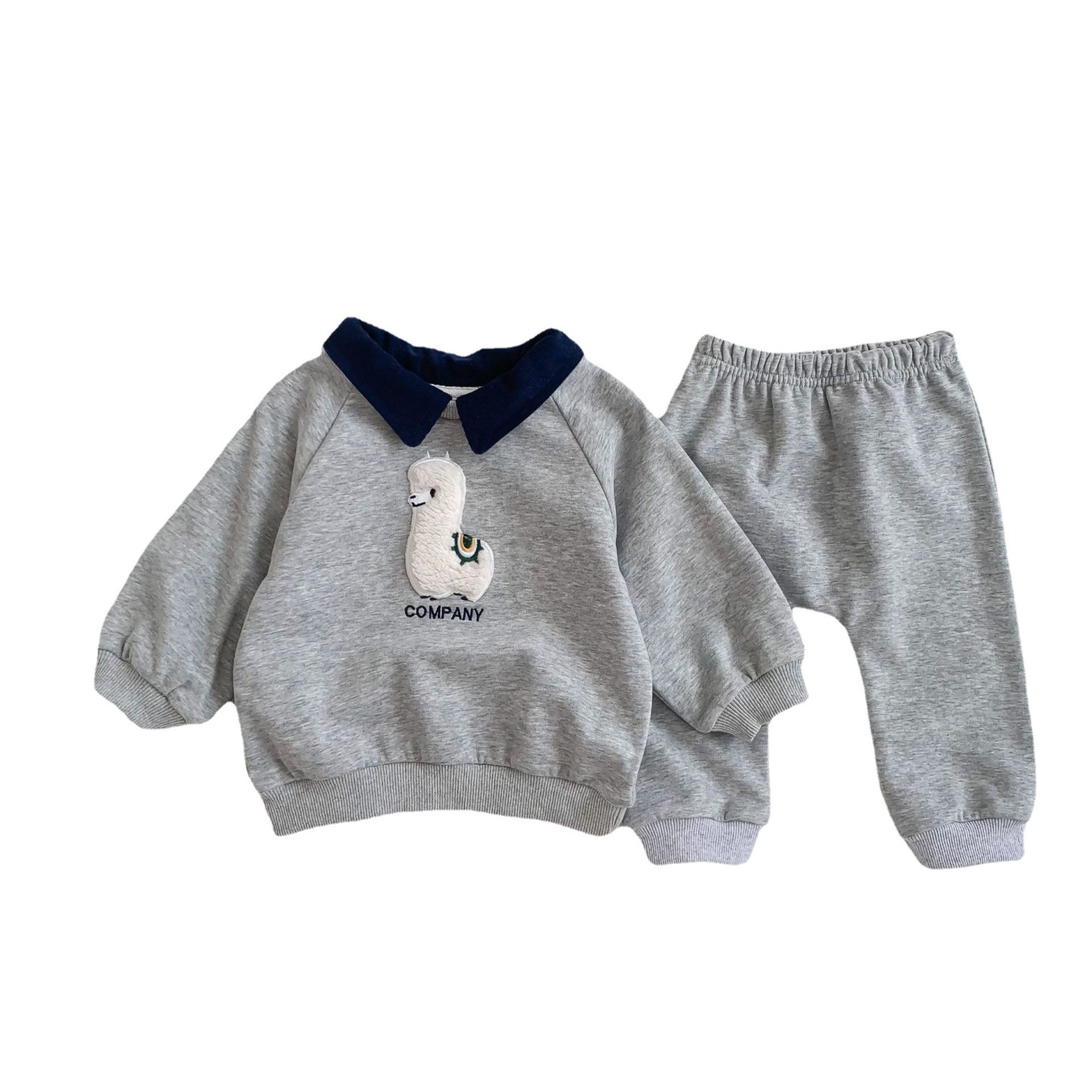 2pcs Baby Boy/Girl Cute Alpaca Graphic Long Sleeve Sweatshirt with Pants Set-kissminis