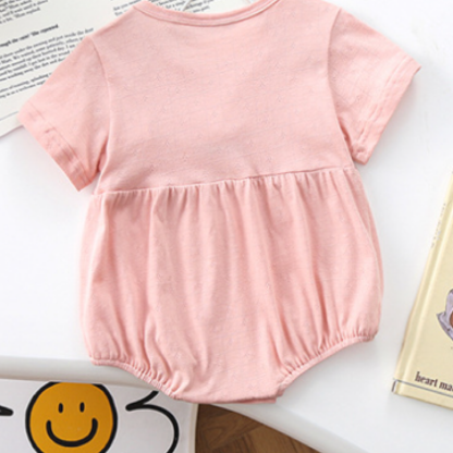 Newborn Baby Girl 95% Cotton Lace Lovely Embroidered Rabbit Button Bodysuit