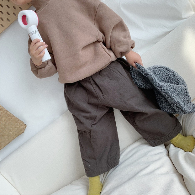 Toddler Boy/Girl Ins Style Solid Color Stand Collar Long Sleeves Sweatshirt-kissminis