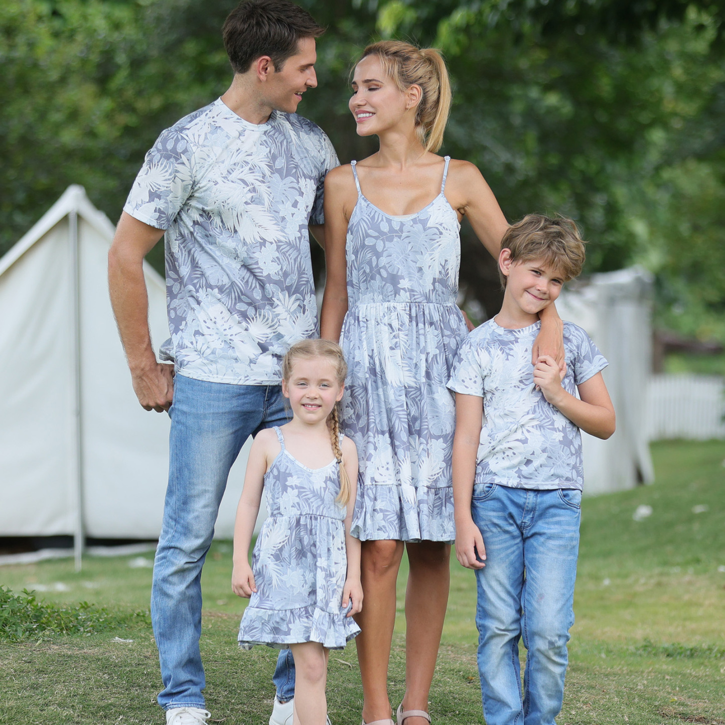 Family Matching Floral Print Grey Bodysuit Sweatshirt-kissminis