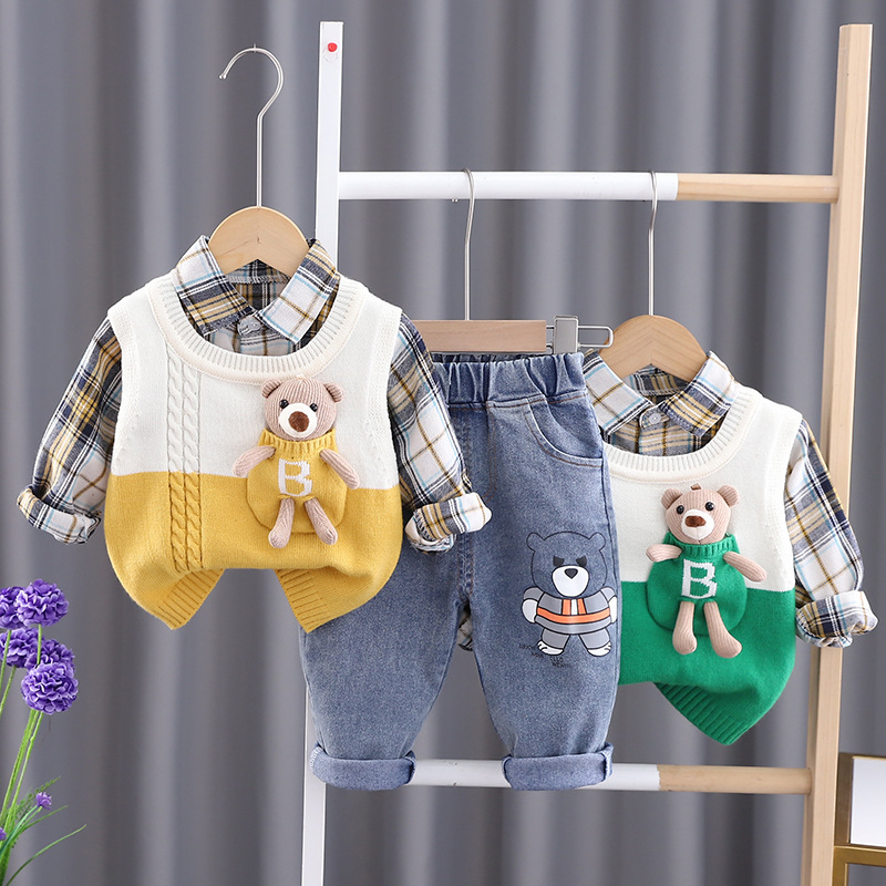 Baby Boy/Girl Bear Splicing Three Piece Set