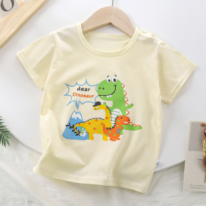 2025 Kids Cotton Short Sleeve T-Shirt - Cartoon Print Boys & Girls Summer Tee