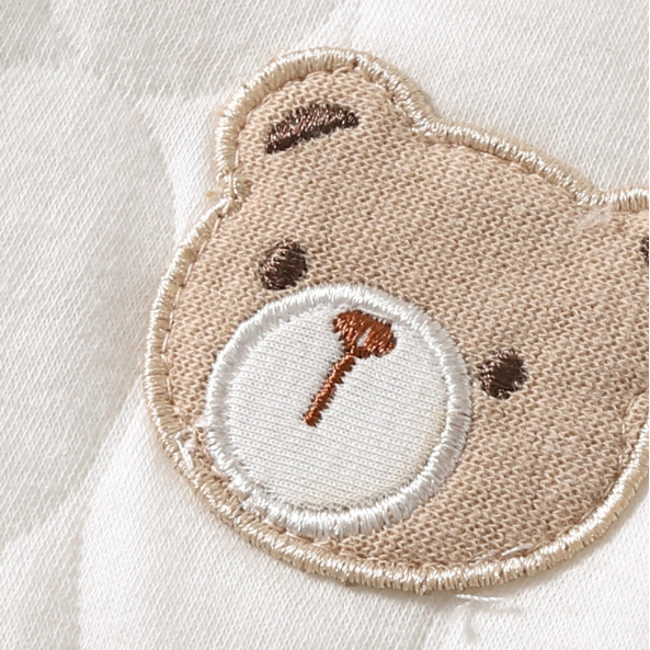 Baby Boy/Girl Classic Bear Pattern Solid Color Long Sleeve Romper-kissminis