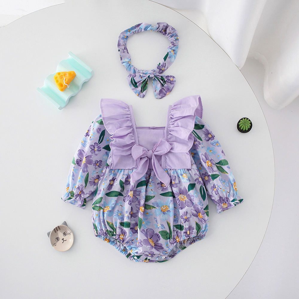 Baby Girl Violet Print Bodysuit-kissminis