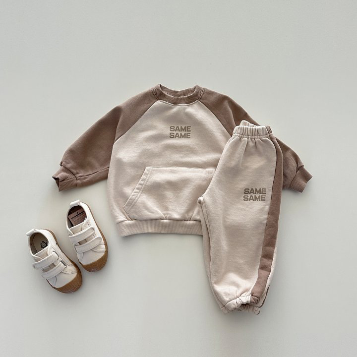 2pcs Baby Colorblocked Pockets 'SAME' Sweatshirt and Pants Set-kissminis