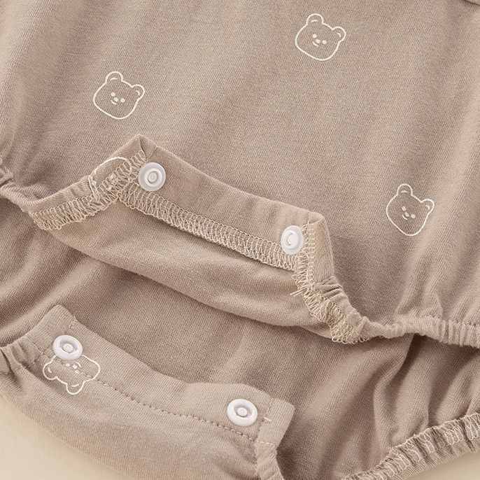 Baby Boy/Girl Bear Pattern Print Bodysuit-kissminis