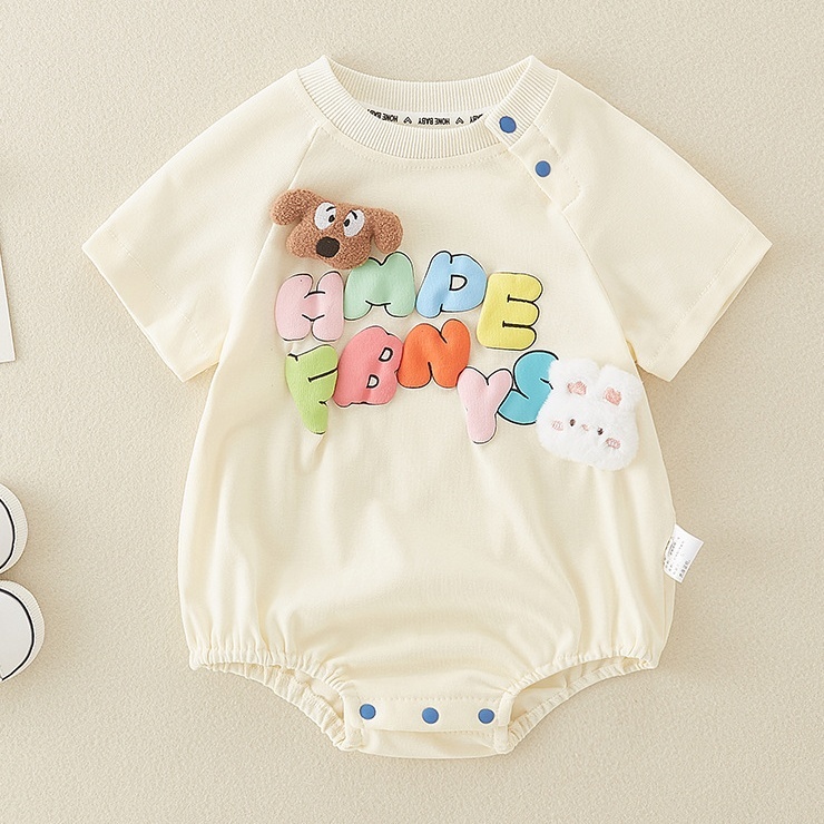 Baby Boy/Girl Animal Alphabet Print Bodysuit-kissminis