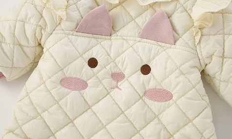 Baby Boy/Girl Thicken Fleece Cute 3D Cat Design Graphic Long Sleeve Romper-kissminis