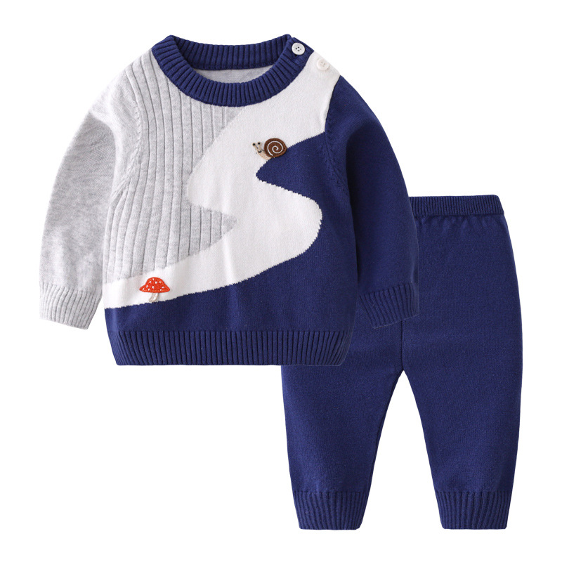 2pcs Baby Boy/Girl Cute Print Knit Tops with Pants Set-kissminis