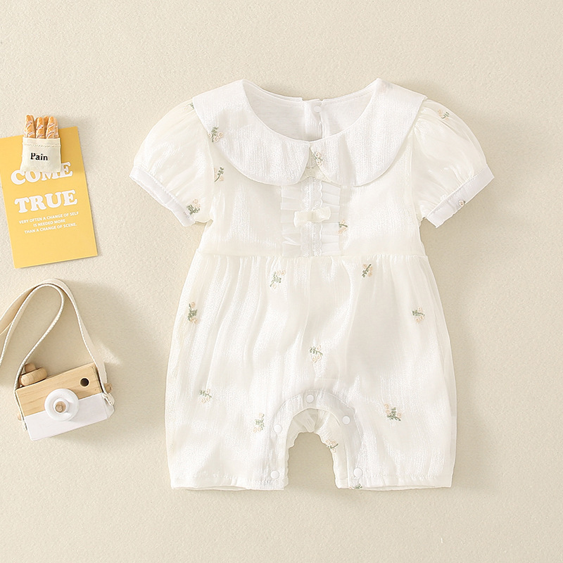 Baby Toddler Girl Lapel Collar Floral Romper-kissminis