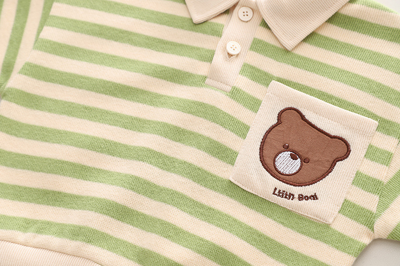 2pcs Toddler Bear Stripe Pocket Sweatshirt and Pant Set-kissminis