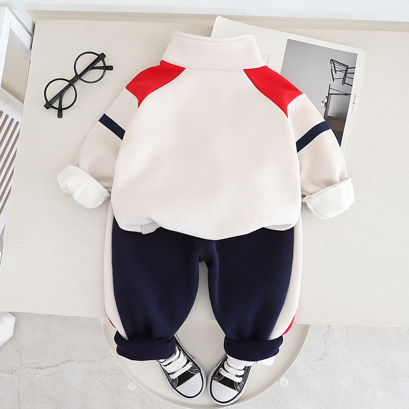 Baby Boy/Girl Letter Print Long Sleeves Sweatshirt Two-Piece Set-kissminis