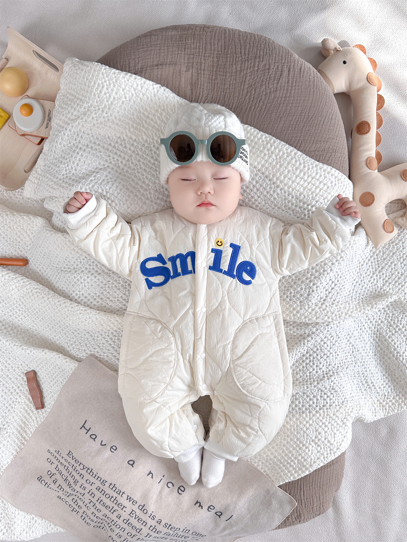 Baby Boy/Girl Smile Letter Printing Long Sleeve Romper-kissminis