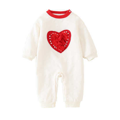 Baby Boy/Girl 3D Heart Logo Long Sleeve Romper-kissminis