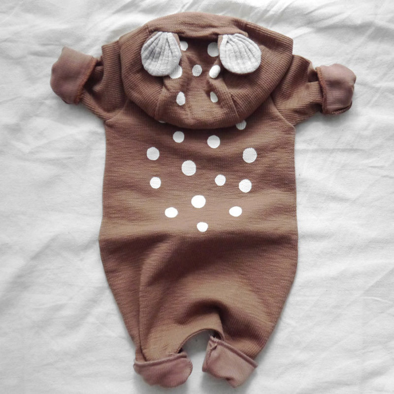 Baby Boy/Girl Winter Christmas Little Deer and Hooded Long Sleeve Romper-kissminis