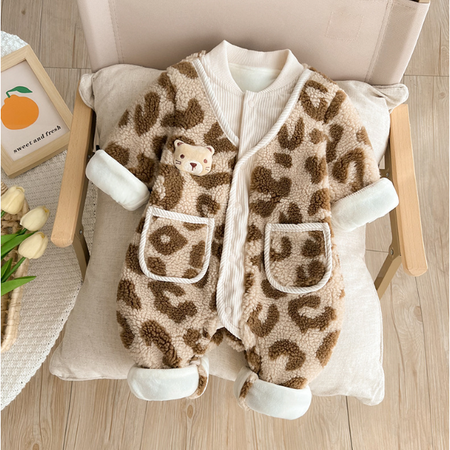Baby Boy Cat Stripe and Cute 3D Cat Design Long Sleeve Romper-kissminis