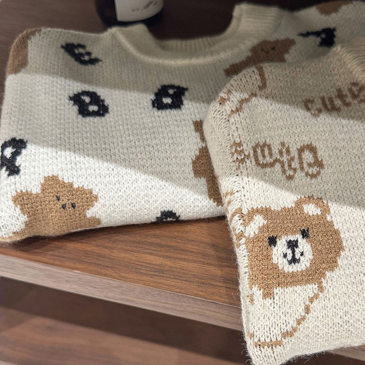Baby Boy/Girl Cartoon Bear Pattern Long Sleeve Sweatshirt-kissminis