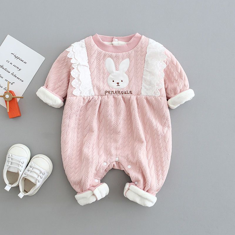Baby Girl Cute Rabbit Pattern Long Sleeve Romper-kissminis