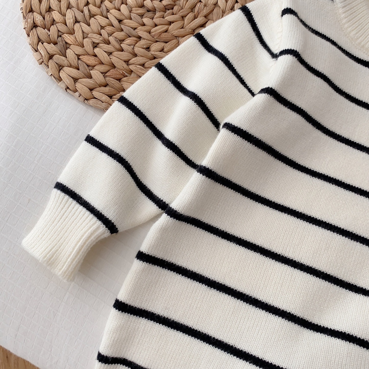 Baby Boy/Girl Cute 3D Bear Solid Color Striped Long Sleeve Romper-kissminis