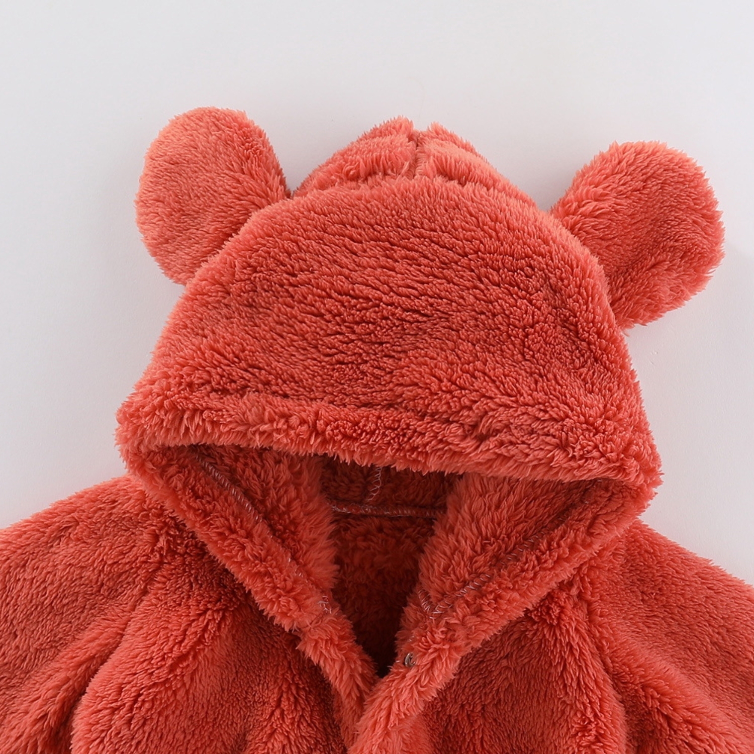 Baby Boy/Girl Bear 3D Ear Long Sleeve Fluff Hooded Romper-kissminis
